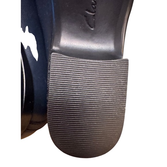 Clarks Collection Navy Blue Dark Academia Leather Slip On Block Heel Shoes 8.5 - Picture 15 of 16